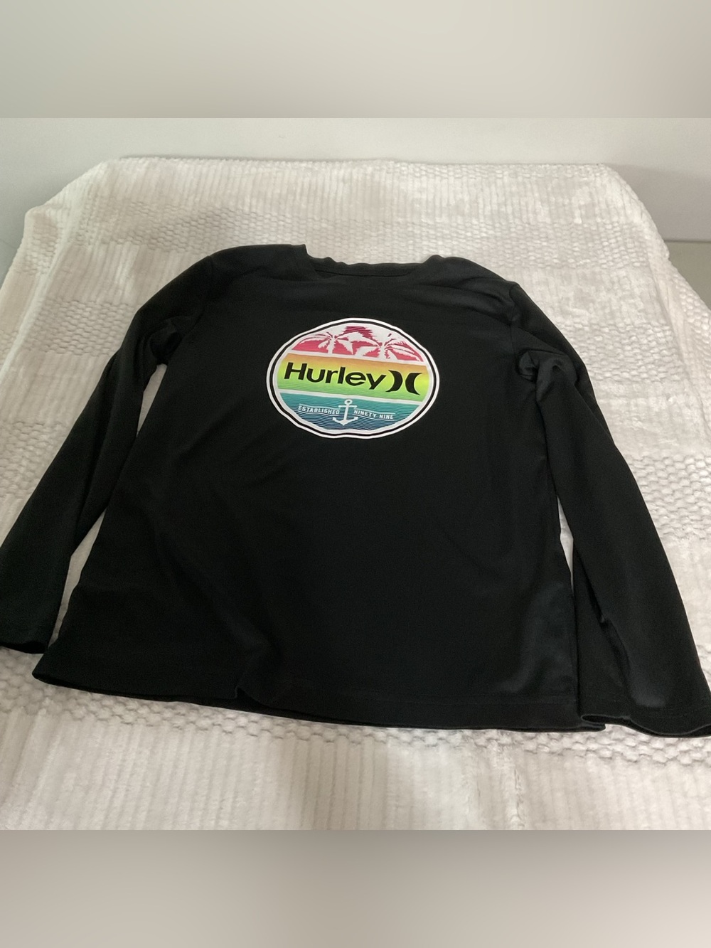 Hurley Black Long-Sleeve Top with Rainbow Logo